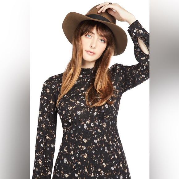 IRO Womens Casual Long Sleeve Floral Tie Neck Maxi Dress Black Size 40 Us 8 - Picture 2 of 14